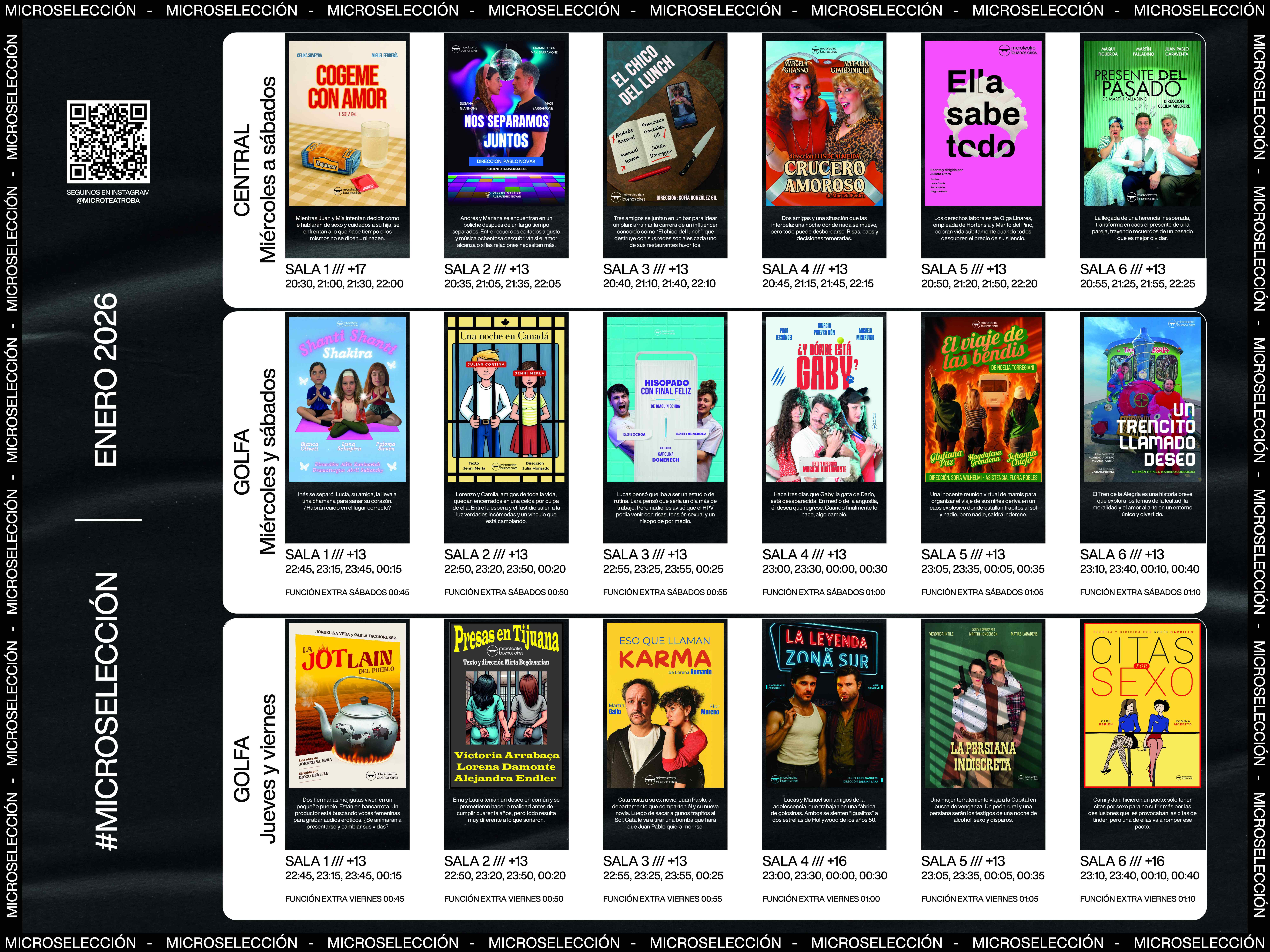 Cartelera de obras - Programación completa Enero 2026 Microselección